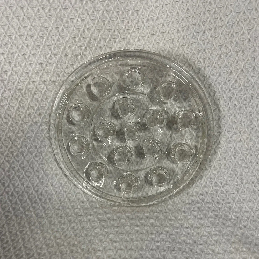 Vintage Clear Glass Flower Frog 16 Hole Round Floral Arrangement Insert 4.5 Inch
